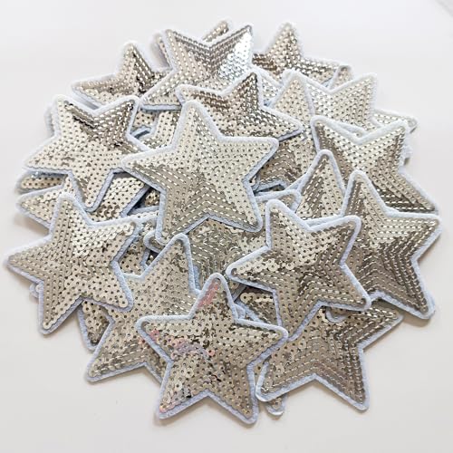 Zlettery LPSTAR-002 28Pcs Sequin Star Iron On Patches 2 Sizes Embroidery Star Patches cover