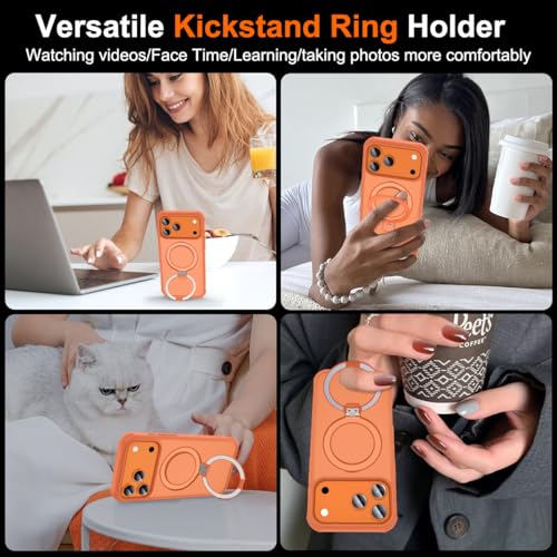 CHAOFEnG Magnetic Compatible with iPhone 17 Pro Max Case with Stand [Military Grade Drop Tested][Compatible with Magnet] Ring Translucent Slim Hard Back Soft Edge, Cosmic Orange by CHAOFEnG - Used condition - Image 6