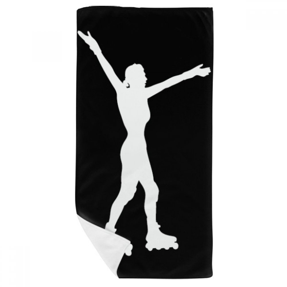 Gant de toilette et serviette douce Roller Sport Noir imprimé graphique haut de gamme