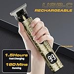 Hair Clippers for Men, Professional Hair Trimmer Barber Cordless Zero Gapped Hair Clippers with LCD Display, Mens Gifts Beard Trimmer T Liners Shavers Edgers Clipper for Hair Cutting - Gold - Image 5