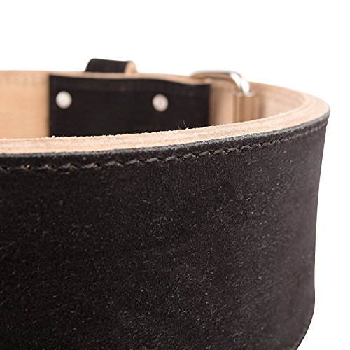 Stoic Powerlifting Belt/Weightlifting Belt - 4 Inches Wide - No Taper for Maximum Support & Protection - Best for Deadlift, Squat for Women & Men (Large, 10MM Thick Single Prong)