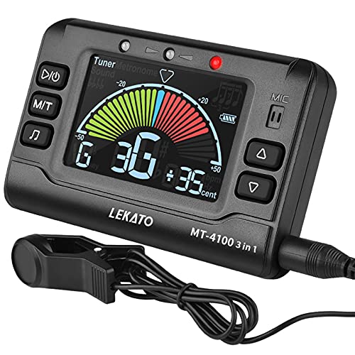 Metronome Tuner, LEKATO Rechargeable Guitar Tuner 3 In 1 Digital Metronome Tuner for Guitar, Bass, Violin, Ukulele with Chromatic Tuning Modes Multifunction Guitar Tuner for All Instruments