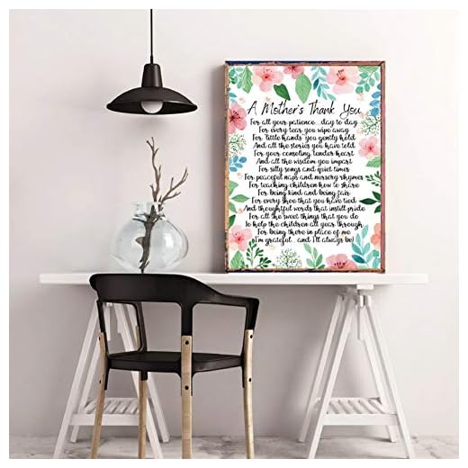 GUDOJK väggmålningar lärare uppskattning tryck barnomsorg lärare gåva en mödrar tack dikt blomma väggkonst canvas affisch målning väggdekor - 70 x 100 cm