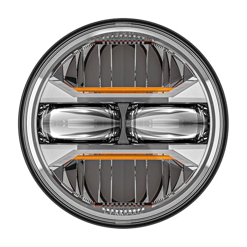 Optique phare LED 5 3/4 moto 12V avec DRL feu antibrouillard longue portée ambre