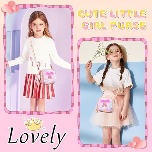 Birthday Gifts for 2 3 4 5 6 7 8 9 10 Year Old Girl,Cute Little Girl Purse Toddler Purse for Kids Wallet,Small Initial Shoulder Crossbody Bag,Personalized Christmas Gift for Daughter Baby(Rainbow,A) — view 5