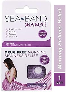Sea-Band Mama! Anti-Nausea Acupressure Wristband for Morning Sickness, Colors May Vary, Pack of