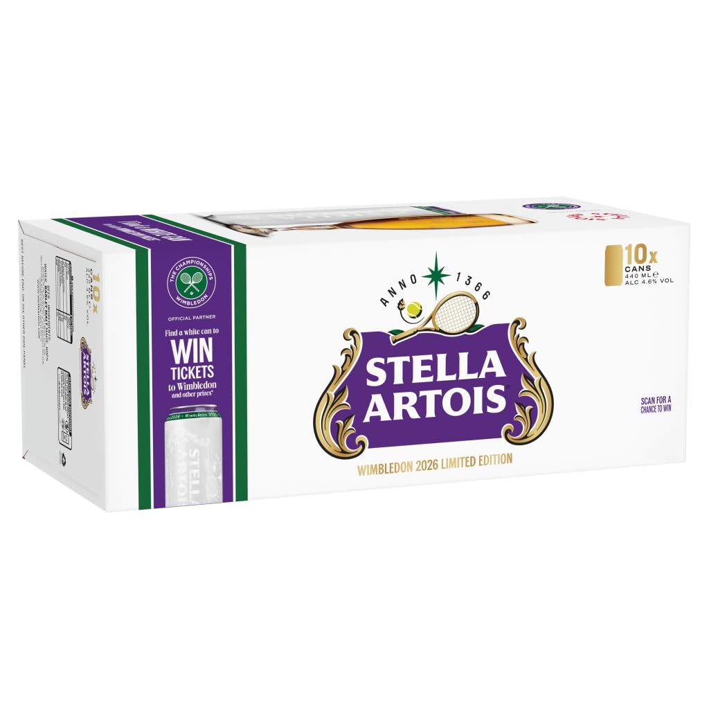 STELLA ARTOIS Premium Lager Beer Can, 440 ml (Pack of 10)