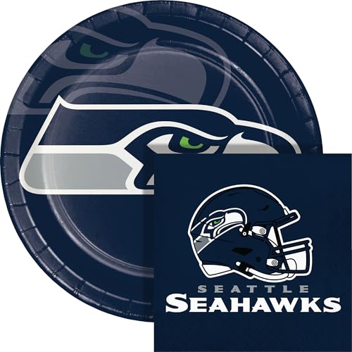 Trendware Seattle Seahawks Paper Plate and Napkin Party Kit 72 ct Officially Licensed