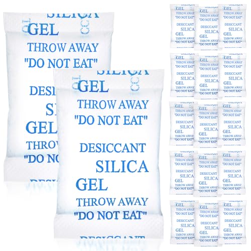 Yeather 5 Gram [60 Packets] Silica Gel Packets - Reusable Desiccant Moisture Absorbers Dehumidifiers for Spices, Jewelry, Shoeboxes, Electronics Storage (Food Safe)
