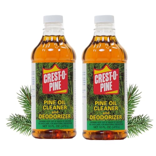 Crest-O-Pine Real Pine Oil Cleaner Concentrate Deodorizer, Multi-Purpose All-Purpose Household Cleaner for Floors, Kitchen, Bathroom, Laundry, Grease & Odor Removal (2, 16 fl oz)