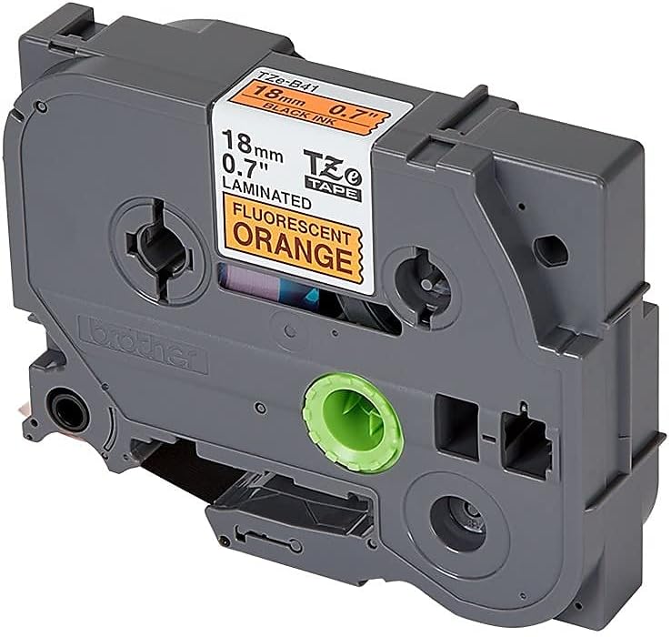 Brother Genuine P-Touch TZE-B41 Tape, 3/4" (0.7") Wide Standard Laminated Tape, Black on Fluorescent Orange, Laminated for Indoor or Outdoor Use, Water-Resistant, 0.7" x 16.4' (18mm x 5M), TZEB41