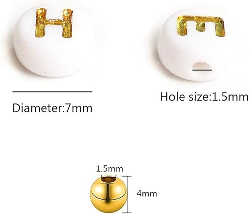 Vista 71 de Amaney - 1200 cuentas de letras de la A a la Z de 0.157 x 0.276 in, cuentas redondas blancas del alfabeto acrílico, incluye 100 cuentas de corazón