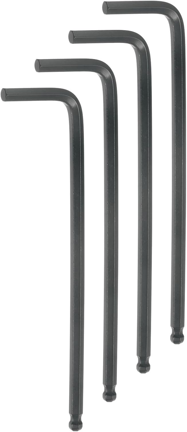 HARFINGTON 4pcs Ball End Hex Key Wrench 1/8" L-Shape Long Arm Hexagon SAE Wrenches Chrome Vanadium Steel Repairing Tool for Home Repair Black