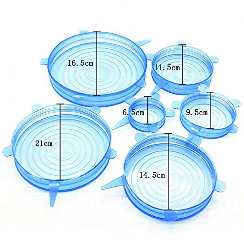 Topsale-ycld 6Pcs Reusable Silicone Stretch Lid Food Pan Bowl Covers Wrap Keep Food Fresh Cover
