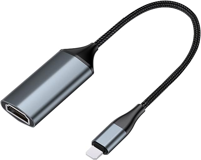 lulaven HDMI Adapter for iPhone, 1080P Digital AV Video Sync Screen HDMI Cable Converter Connector for all iPhone/Pad to TV/Monitor/Projector,iPhone14, 13, 12, 11,YouTube TV Output,Aluminum