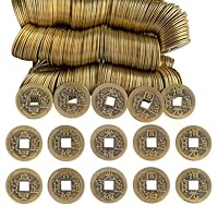 Chinesische Feng Shui Münzen,Mengger 100 Stücke Chinesische Glücksmünzen 2.4cm,I-Ching-Glücksmünze, Messing Chinesische Münzen Symbolisiert für Gesundheit,Wohlstand,Glück und Reichtum