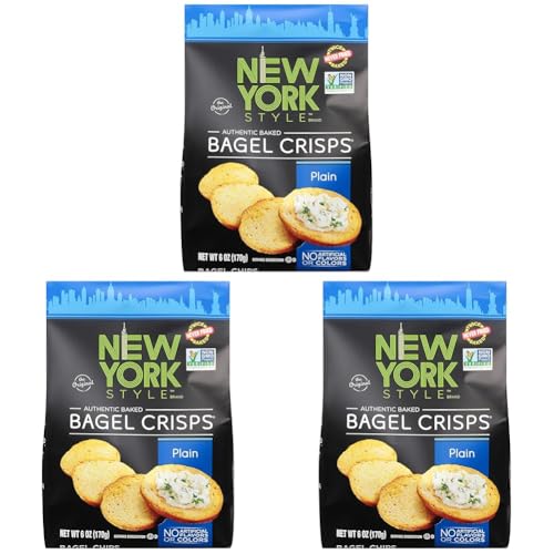 New York Style Bagel Crisps, Plain, 6 Ounce (Pack of 3)