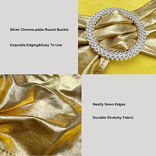 Image of Spandex Chair Sashes Bands 50PCS Stretch Chair Ties Bows with Buckle Slider for Wedding Party Banquet Decoration (Metallic Gold) | Stretch Chair Ties Bows, With Buckle Slider, For Wedding Party Banquet Decoration