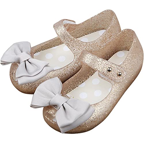 Mvlsoct Girls Princess Mary Jane Cloth Bow Jelly Shoes Flats