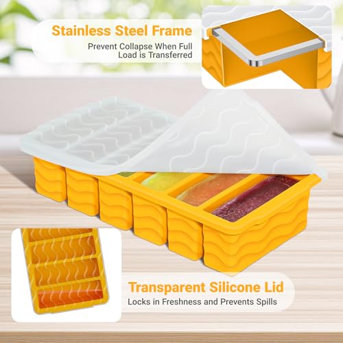 Image of 1 /2 Cup Silicone Freezer Molds with Lid, 2-Pack Silicone Freezer Trays for Soup, Sauce & Broth - Meal Prep Containers, Large Ice Cube Tray, Oven & Dishwasher Safe