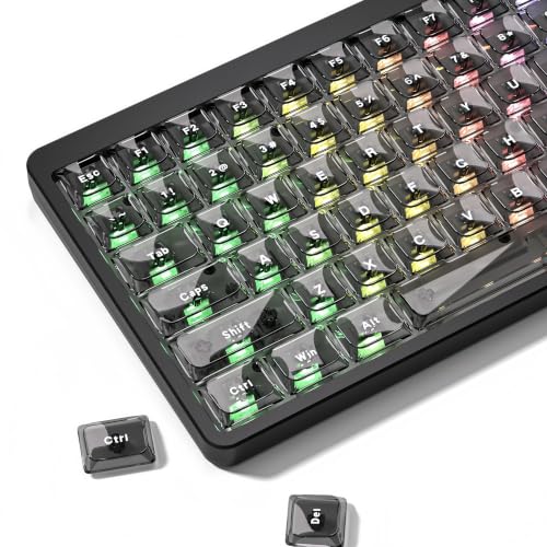 Image of dagaladoo Black Low Profile Keyboard keycaps,Clear Key caps Jelly Set | shine through custom Keycaps for Cherry Gateron MX Switches 60% 65% 75% 96% 100% mechanical keyboard,126keys