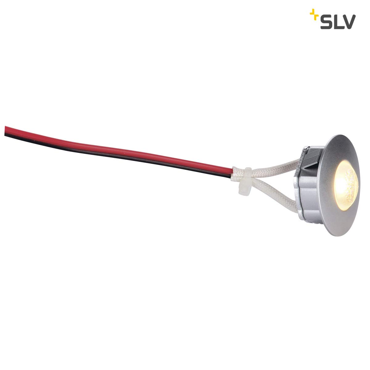 SLV DekLED Einbauleuchte, Rund, 1W LED, 3000 K, Silber Metallic / Warmweiß 112242