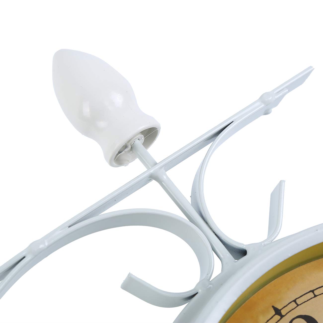 Horloge de Gare Rétro, Horloge Murale Double Cadran avec Potence de Fixation Pendule Double Face pour L’intérieur et L’extérieur Maison Jardin Cuisine Cour Séjour Blanche