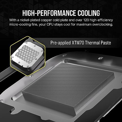 CORSAIR XC7 RGB ELITE LCD Waterblock pour Processeur - Écran LCD 480x480-31 LED RGB - USB-C - Compatible avec Intel LGA 1700, AMD AM5 et plus - Gris Furtif