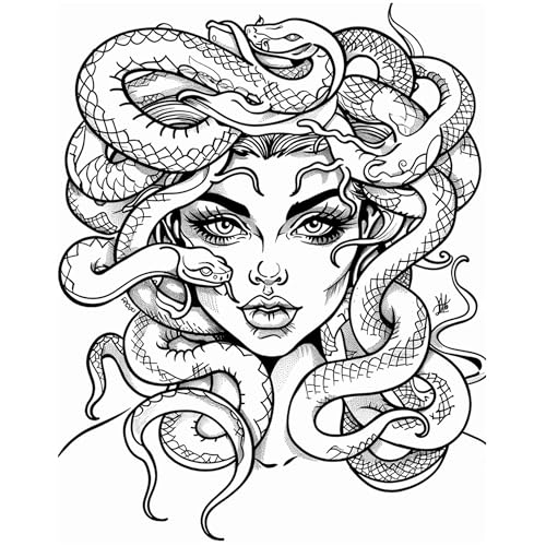 6 Sheets Fake Tattoos Medusa Tattoo Temporary Tattoos Suitable fo...
