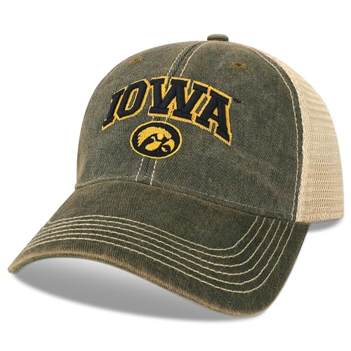 Legacy NCAA Officially Licensed Baseball Hat, Iowa Hawkeyes, Lightweight Cap for Men & Women, Old Favorite Trucker Adjustable (OFA), Black Trucker, One Size Fits Most, Snapback Closure