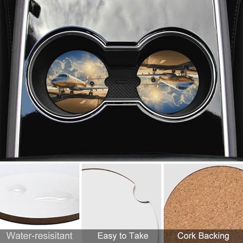 Portavasos de madera para coche con diseño avión privado 2 unidades miniatura 5