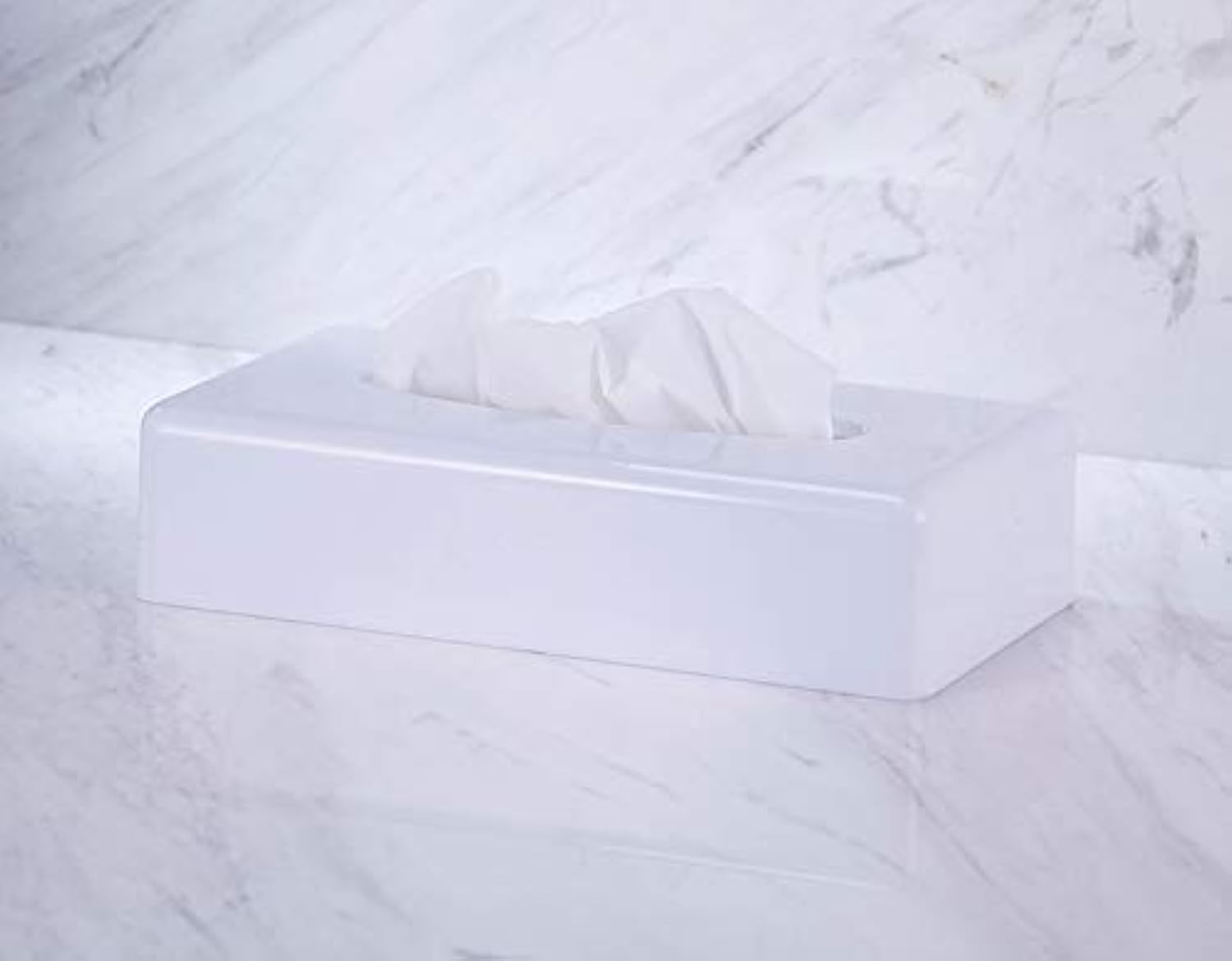 Vinn Dunn Bespoke Oblong Tissue Dispenser White Vinn Dunn Oblong Plastic Tissue Dispenser White, Rectangle Facial Tissue Dispenser Holder Kleenex Flat Napkin Dispenser Bathroom Vanity Countertops (White)