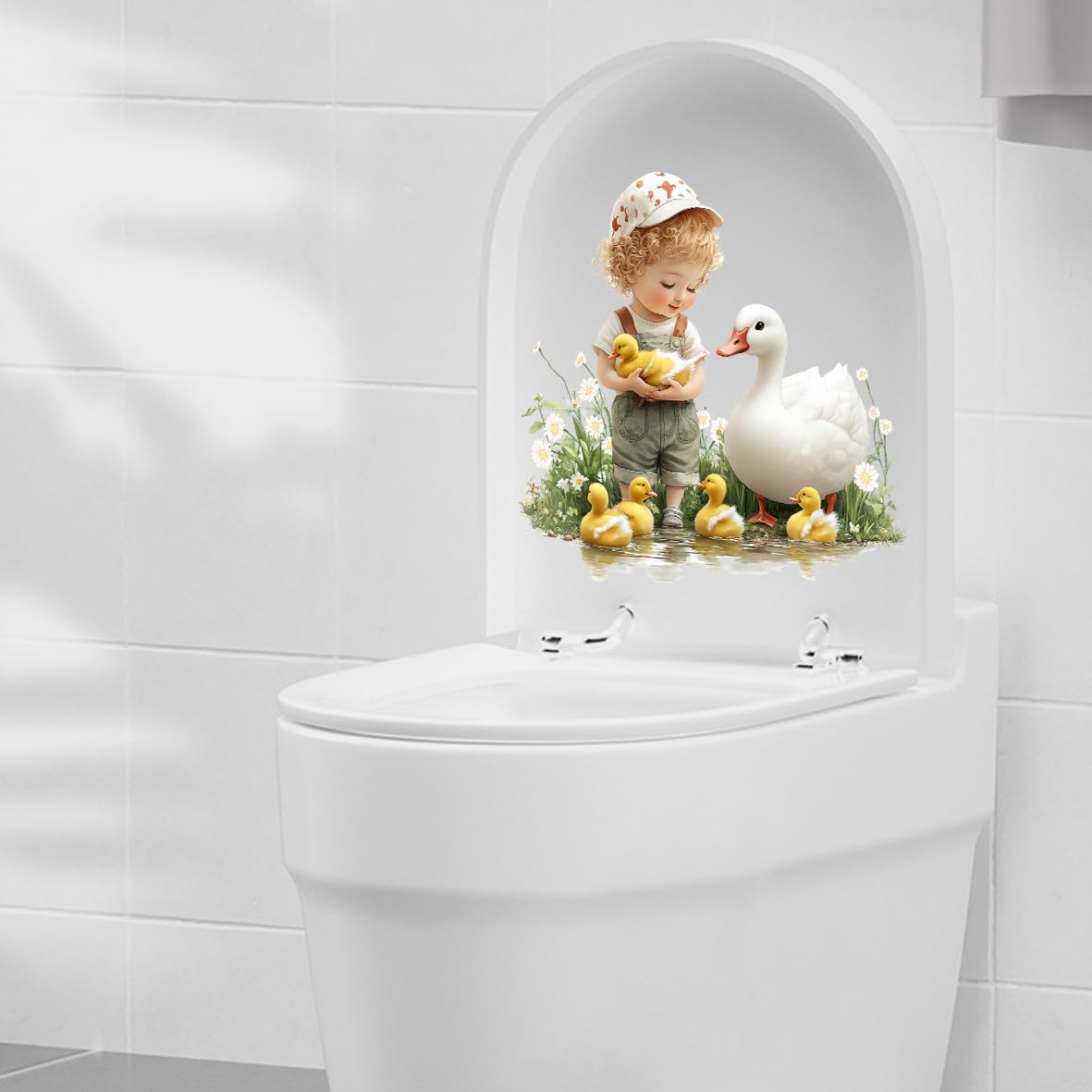 Leniutor 1pcs Animal Toilet Sticker, Waterproof Self-Adhesive Vinyl Tank Lid Decals, Cute Stickers for Girls Boys, Bathroom Restroom Door Seat Decoration (Boys)