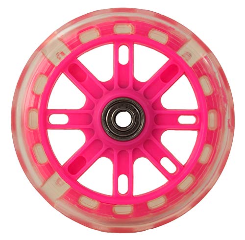 Airel 1 Rueda para Patinete | Ruedas Repuesto Patinete | Ruedas Scooter | Ruedas Patinete con Luces (magenta-rosa-120mm)