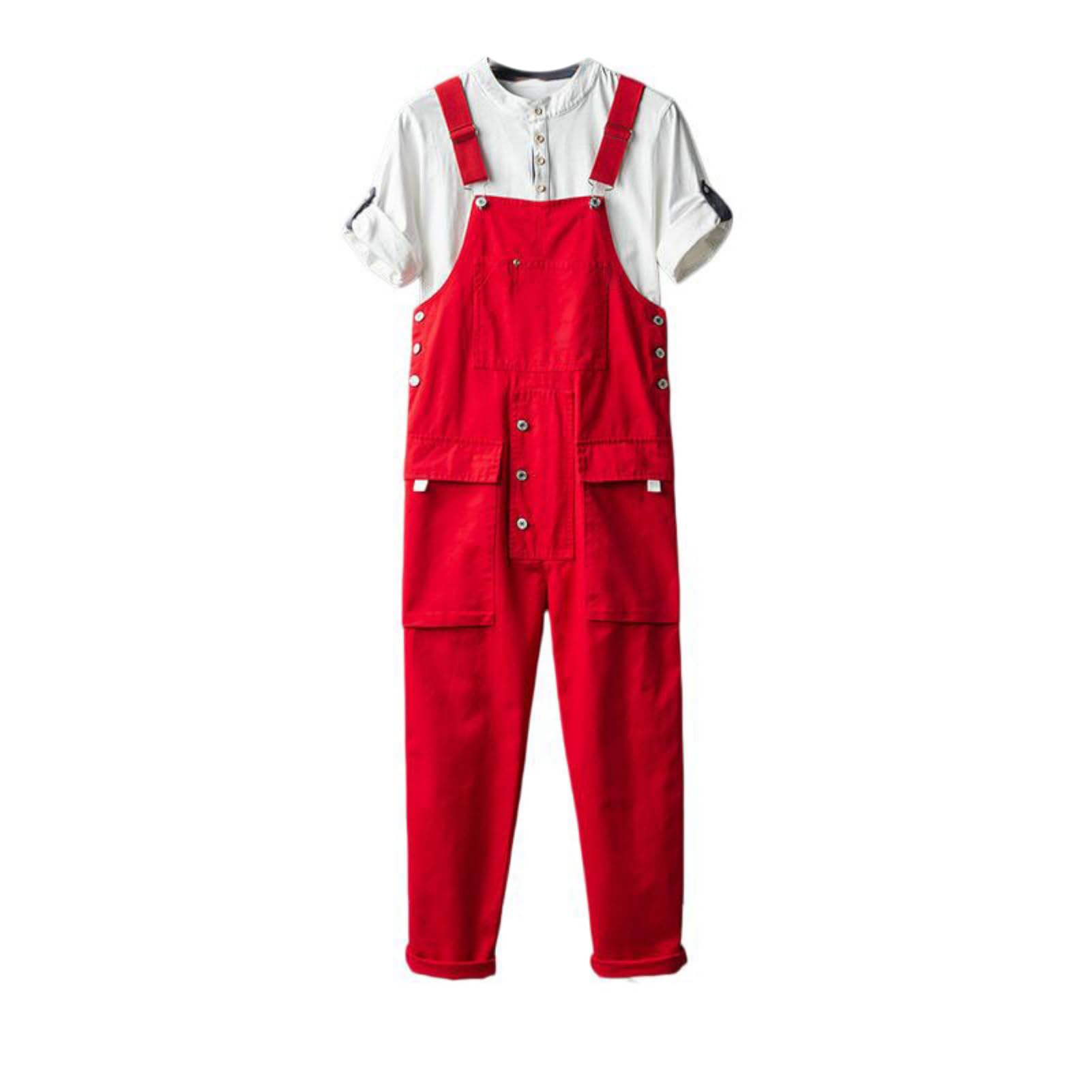 Mężczyźni Japoński Vintage Multi Pocket Proste Luźne Odzież Robocza Pasek Kombinezony Casual