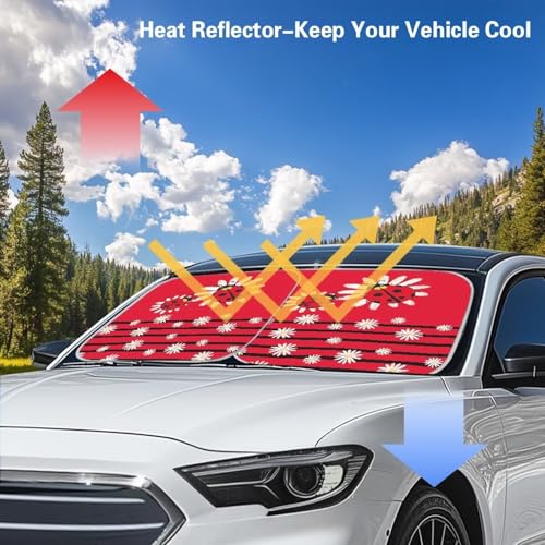 Image of Funny Ladybug Windshield Sun Shade Foldable 2-Piece Car Sunshades Car Interior Accessories Sun Protection for SUV Truck Van Sedans Auto Interior Protector 28.5 x 25.5 inches