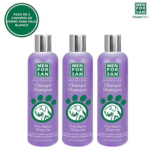 MENFORSAN White Hair Dog Shampoo 300ml Packung mit 3 Einheiten | Farbintensivierer mit neutralem pH-Wert, angepasst an den Hund