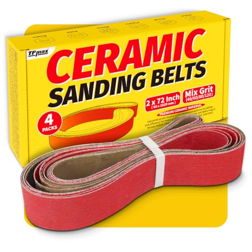 2x72 Inch Ceramic Sanding Belts (40/60/80/120 Grits) High-Performance Sander Sharpening Belts for Knife Making Metalworking and Woodworking