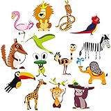 42 Pcs Colorful Jungle Animals Cutouts Classroom Decoration School Jungle Bulletin Board Safari Cut Outs Summer Animals Theme Party Paper Cutouts with Glue Point Dots for Baby Shower Birthday Decor