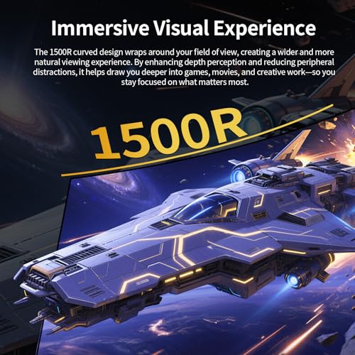 Image of PIJ 32 inch Curved Gaming Monitor 4K, 160Hz UHD PC Monitor Built-in Speakers, 1500R Computer Screen for Home Office Entertainment, DP, HDMI, VA Panel, Wall Mountable 75 * 75MM