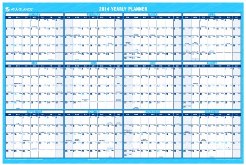 AT-A-GLANCE 2014 Horizontal Erasable Yearly Wall Planner, 48 x 32 Inches (PM300-28)