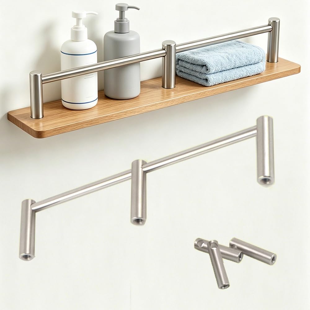 Tajmdgw Silver Anti-Fall Shelf Guard Railing Stainless Steel Cabinet Front Barrier Rod Tipping Shelf Guard Fence Decorative Guardrail Bars For Bookshelves(,100Cm(39.4"))