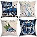 TSKDKIT Świąteczne poszewki na poduszki 45 x 45 zestaw 4 poszewek na poduszki kwadratowe poszewki na poduszki niebieskie poszewka na poduszkę 45 x 45 cm poszewka na poduszkę na Boże Narodzenie dekoracja