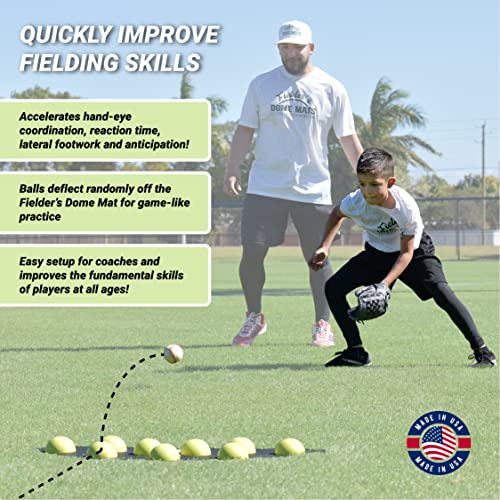 Fielder's Dome Mat - Baseball And Softball Practice Training Equipment For Improved Fielding, Catching, Agility, Hand-Eye Coordination, Focus And Reaction Sports Speed Skills Development. #TOP3