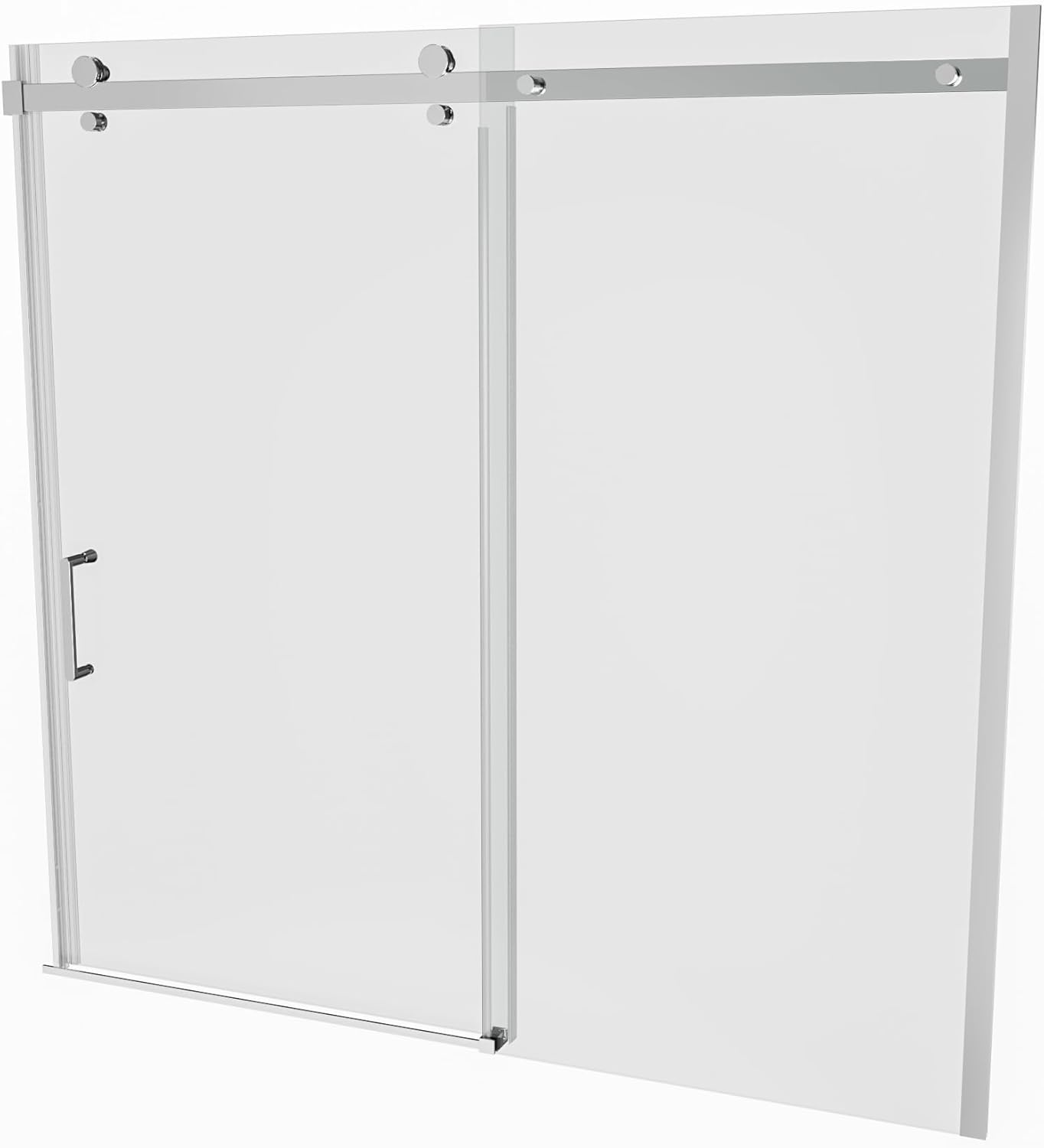 Semi-Frameless Sliding Bathtub Door, Glass, Chrome, 56-60 in. W x 58 in. H, Contemporary, 5/16 in. Clear Tempered Glass, DIY Installation, 103.4 Pounds