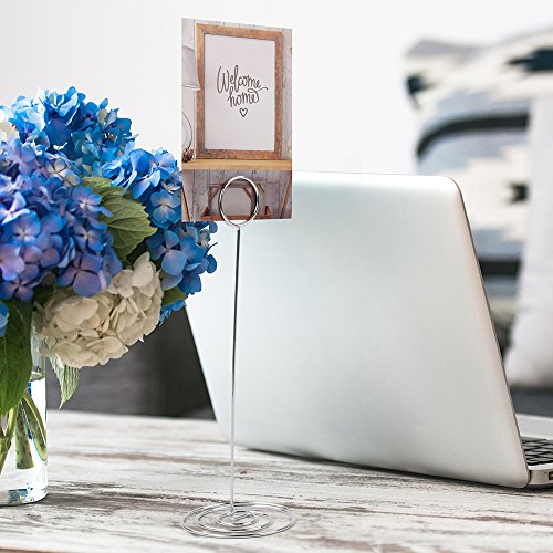 Image of 10 Pack 8.75 inch Tall Table Number Holders Place Card Holder Table Picture Holder Wire Photo Holder Clips Picture Memo Note Photo Stand (Silver)