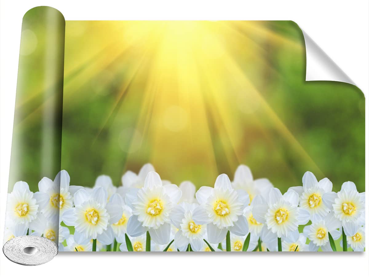 Papier peint Narcisse blanc 152x104cm pour masquer et proteger un mur abime