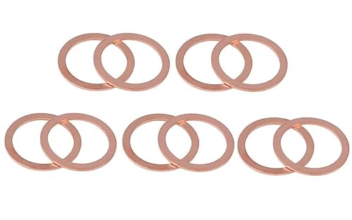 Miniatura 17 de YXQ Arandela de trituración de cobre de 0.551x0.787x0.059 in Junta de sello de anillo plano M14 (30 piezas)