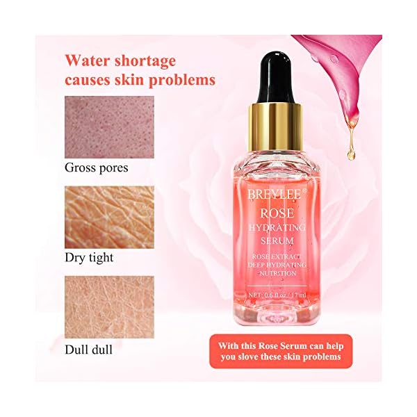 Rose Facial Serum,Deep Hydrating Serum for Face,Skin Care Moisturizing Serum with Rose Petals Extract Hyaluronic Acid…