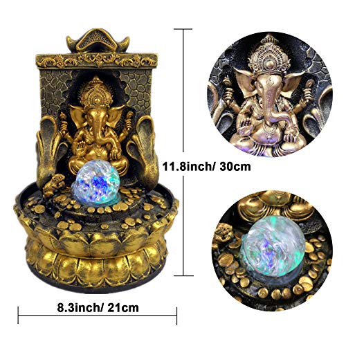 Ganesha, fontana da interno con statua di elefante...